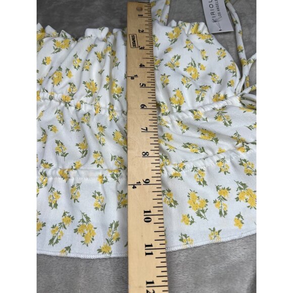 Kirious White Floral Smocked Crop Top 100% Polyester Size Large - Picture 7 of 9